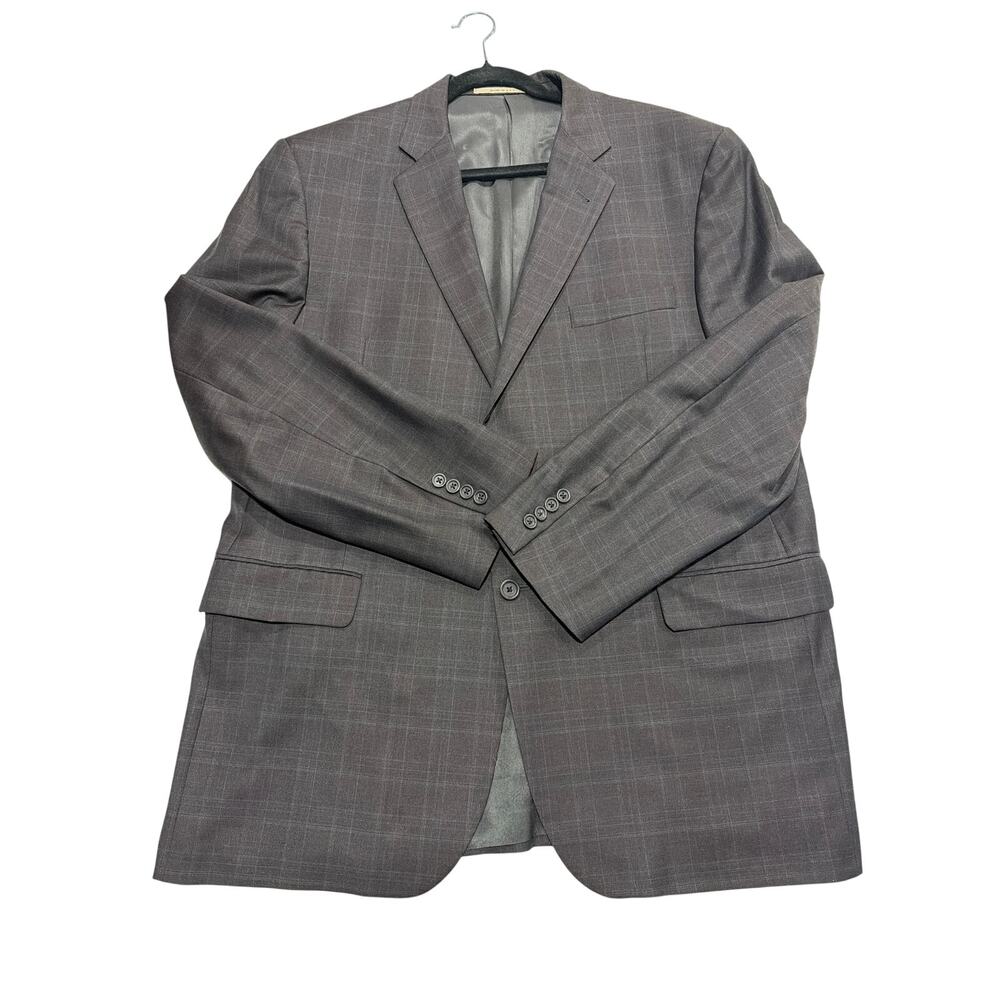 Burberry Men's 100% Wool Blazer 2 button Glen Plaid Dark Gray Size 46 R Luxury